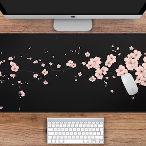Cherry Blossom Desk Mat, Floral Japanese Desk Mat, Sakura Desk Mat, Cherry Blossom Mousepad, Japanese Mousepad, Pink Cherry Blossom