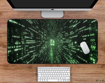 Grüne Matrix Schreibtischmatte, Matrix Code Schreibtischmatte, Programmierer Geschenk, Programmierer Schreibtischmatte, Matrix Mousepad, Grüne Schreibtischmatte