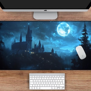Wizarding Desk Mat, Wizard School Castle Desk Mat, Wizard Mousepad