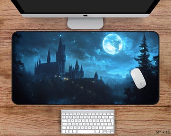 Wizarding Desk Mat, Wizard School Castle Desk Mat, Wizard Mousepad