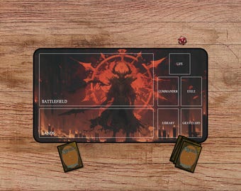 Berserker's Fury-speelmat – MTG, TCG Fantasy-speelmat met zones, rode speelmat, linkerhandspeelmat, grote speelmat, krijger-speelmat