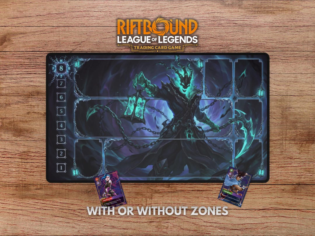 Thresh Riftbound Playmat - With Themed Zones, Thresh Playmat for