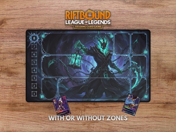 Thresh Riftbound Playmat - With Themed Zones, Thresh Playmat for Riftbound TCG, Thresh Riftbound Mat, LOL Playmat