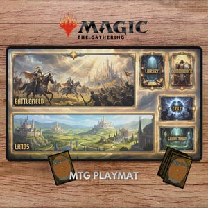 Divine Knight-spelmatta för MTG, Palain-spelmatta med zoner, Fantasy-spelmatta med zoner, Magic the Gathering, spelmatta för MTG TCG