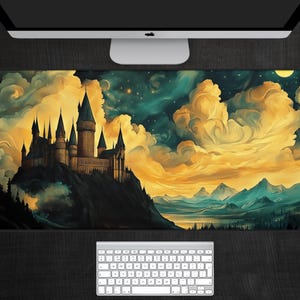 Wizard Castle Desk Mat, Fantasy Castle Desk Mat, Witchy Desk Mat, Wizard World Mousepad, Wizard Castle Mousepad, Gaming Desk Mat