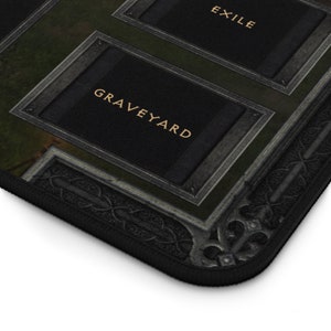 MTG playmat featuring Diablo 2 inspired user interface art.