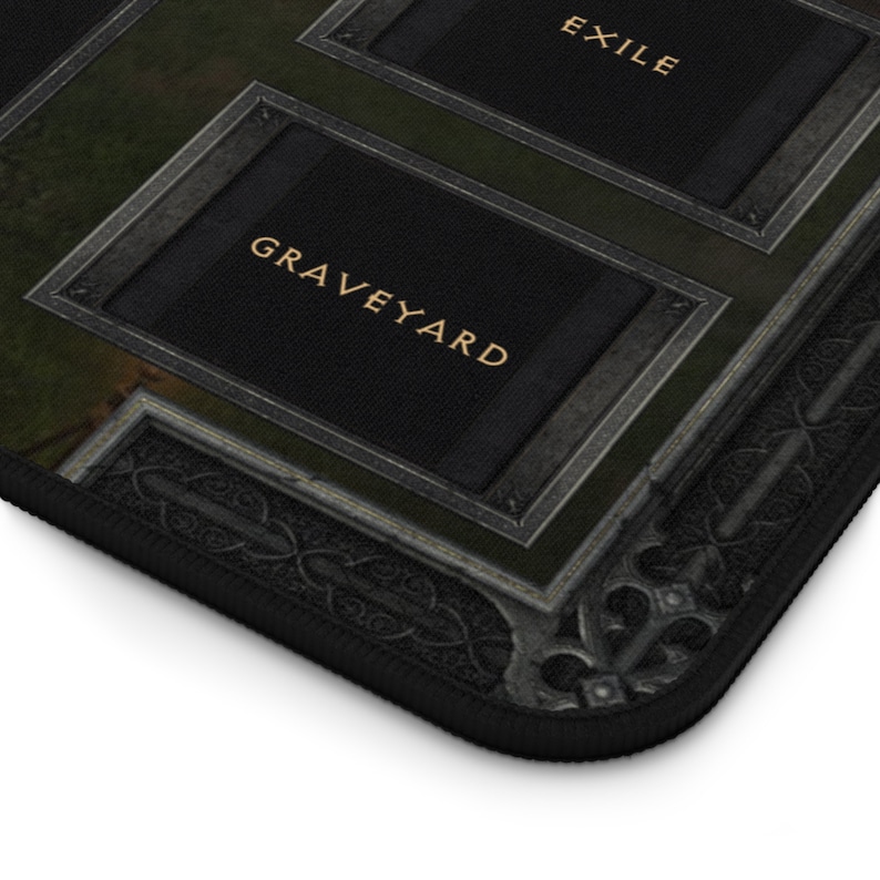 MTG playmat featuring Diablo 2 inspired user interface art.