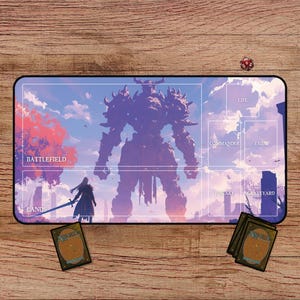 Golem Boss Playmat For MTG, Magic The Gathering, MTG Playmat With Zones, Fantasy Playmat, Fantasy Desk Mat, Epic Fantasy Art, Large Playmat