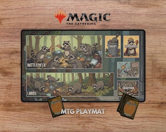 Trash Panda Playmat for MTG - Funny MTG Playmat, Playmat With Zones, Racoon Playmat