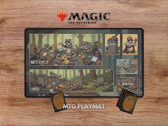 Trash Panda Playmat for MTG - Funny MTG Playmat, Playmat With Zones, Racoon Playmat