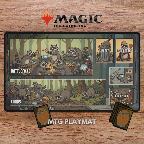 Trash Panda Playmat for MTG - Funny MTG Playmat, Playmat With Zones, Racoon Playmat