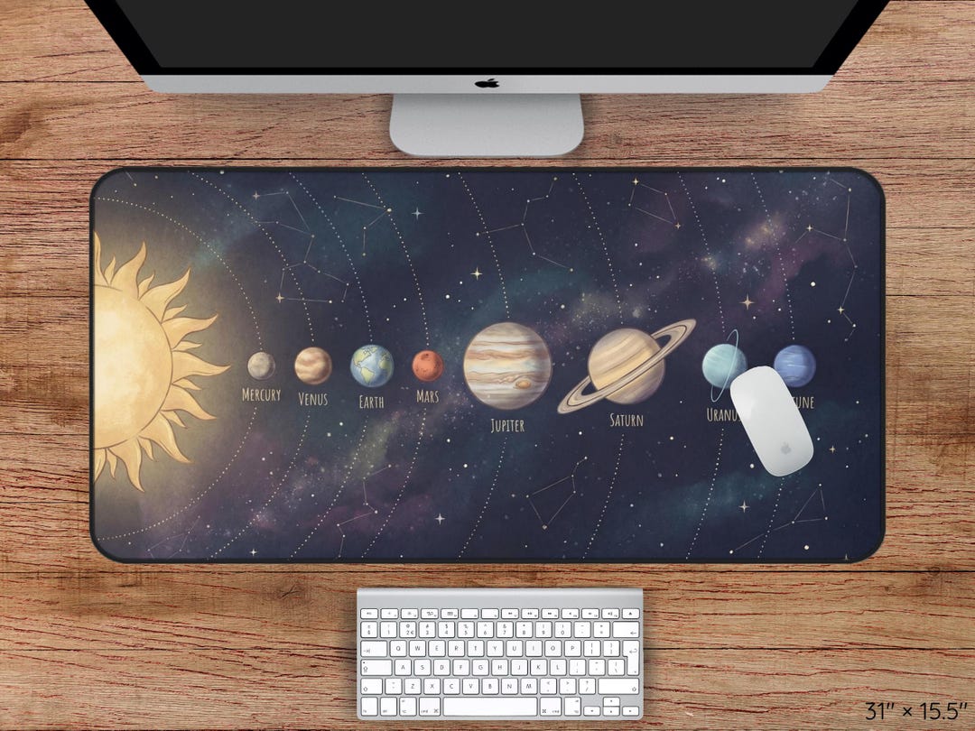 Solor System Desk Solar System Desk Mat, Planet Mousepad, Solar System Desk Mat, Gaming ...