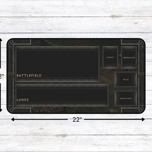 Epic fantasy playmat with Diablo 2 themed zones for MTG.