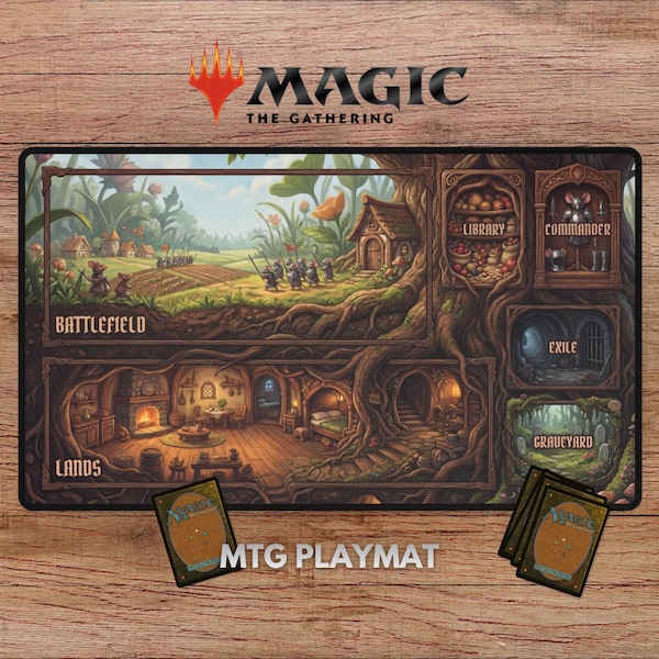 Mouse Kingdom MTG Playmat, Bloomburrow Playmat With Zones, Bloomburrow TCG Playmat, Cute Mouse Playmat, Fantasy Playmat, Commander Playmat