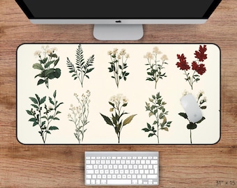Vintage Floral Desk Mat, Wildflower Desk Mat, Cottagecore Desk Mat, Botanical Desk Mat, Boho Desk Mat, Vintage Botanical Wildflower Mousepad