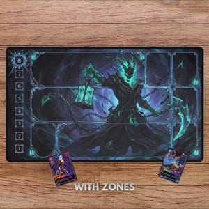 Thresh Riftbound Playmat - With Themed Zones, Thresh Playmat for Riftbound TCG, Thresh Riftbound Mat, LOL Playmat
