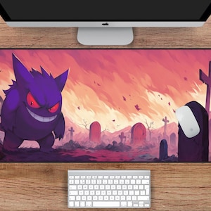 Gengar Desk Mat Anime Desk Pad Gaming Mousepad XL Extra Large Mouse Pad, Fanart, Gaming Mouse Pad, Keyboard Mat, Deskmat, Gift For Him