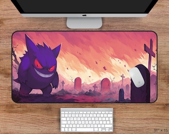 Gengar Desk Mat Anime Desk Pad Gaming Mousepad XL Extra Large Mouse Pad, Fanart, Gaming Mouse Pad, Keyboard Mat, Deskmat, Gift For Him