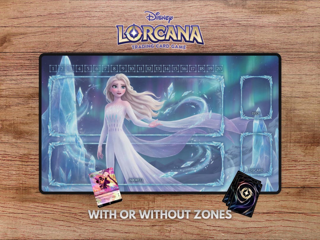 Frozen Elsa Lorcana Playmat - Themed Zones, Elsa Playmat for Lorcana ...