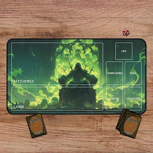 Epic Necromancer Playmat – MTG Playmat With Zones, Dark Fantasy Playmat, Dark Fantasy Desk Mat, TCG Playmat, Card Game Playmat