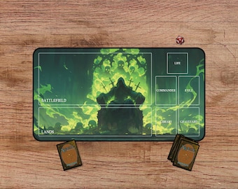 Epic Necromancer Playmat – MTG Playmat With Zones, Dark Fantasy Playmat, Dark Fantasy Desk Mat, TCG Playmat, Card Game Playmat
