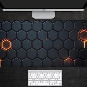 May include: Black and orange honeycomb pattern mousepad with a glowing effect.