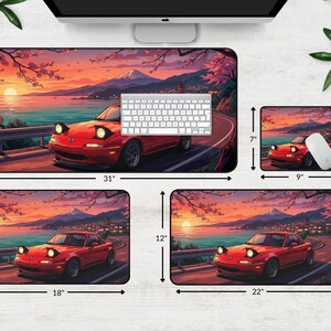 Mazda Miata Desk Mat, Red Car Desk Mat, Miata Mousepad, Retro JDM Car Mouse Pad, Japanese Car Desk Mat – Aesthetic Mat for Car Lovers