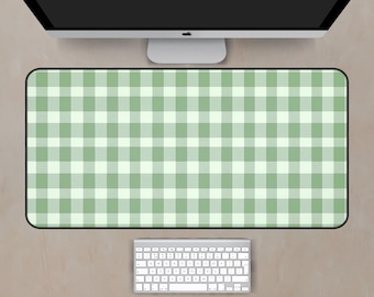 Green Gingham Desk Mat and Mouse Pad, Green Desk Mat, Cute Desk Mat, Gingham Mouse Pad, Pastel Gingham Desk Mat