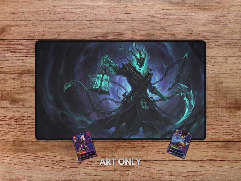 Thresh Riftbound Playmat - With Themed Zones, Thresh Playmat for Riftbound TCG, Thresh Riftbound Mat, LOL Playmat