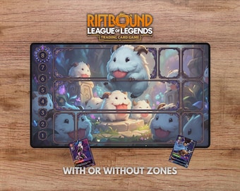 Cute Poro Riftbound Playmat, Poro Riftbound Playmat with Zones, Cute Riftbound Playmat Kawaii Playmat for Riftbound, Riftbound Poro Mat