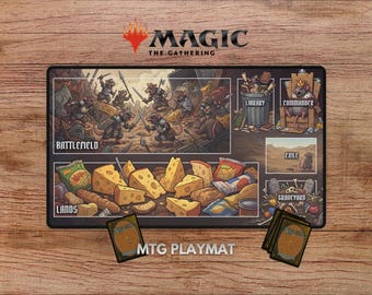 Tappetino da gioco divertente con un topo per MTG, tappetino da gioco Rat Wars con zone, tappetino da gioco divertente, tappetino da gioco Magic the Gathering, tappetino da gioco TCG, tappetino da gioco divertente per MTG