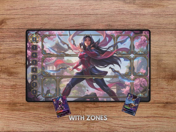 Irelia Riftbound Playmat - With Themed Zones, Irelia Playmat With