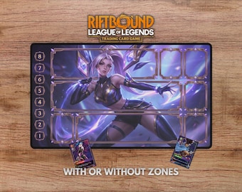Keisa KDA Playmat - With Themed Zones, Riftbound Playmat With Zones, Kaisa Playmat for Riftbound Trading Card Game, Kai'Sa Playmat Riftbound