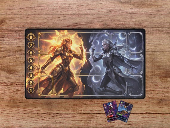 Leona and Diana Riftbound Playmat - With Themed Zones, Leona