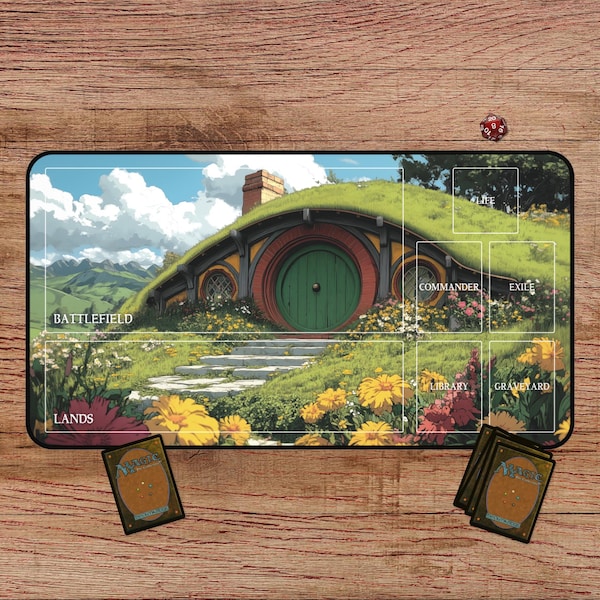 Hobbit Hole Playmat for MTG, TCG and Fantasy Fans, Lotr Playmat With Zones, Large Playmat, Playmat MTG, Fantasy Playmat