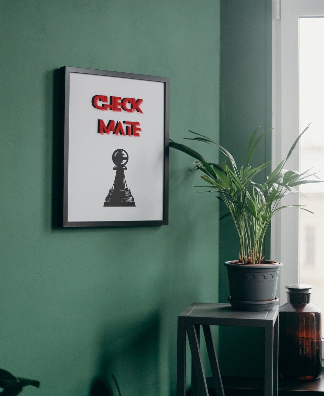 Checkmate Pawn Graphic Poster, Y2K, Minimalist Modern Urban Wall Art ...