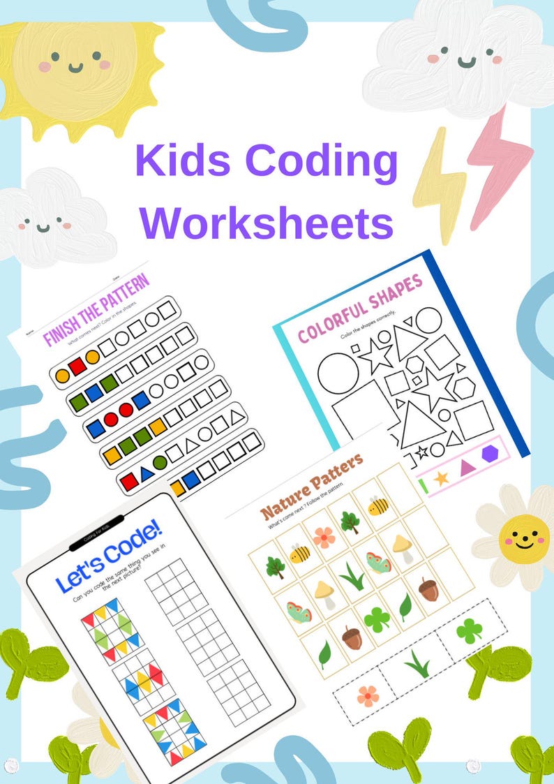 Preschool Coding Pattern Worksheets for Kids - Etsy