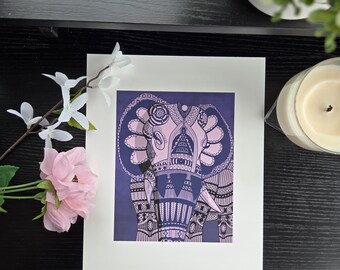 Elephant Art Print | Original Illustration of an Abstract Elephant | Gifts for Nursery Room