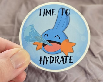 Mudkip Hydrate Vinyl Sticker | Waterproof Laptop Decal