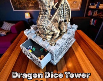 Handbemalter Drache Würfelturm Fantasy Rollenspiel Zubehör DnD Tabletop Roller Geschenk Decor