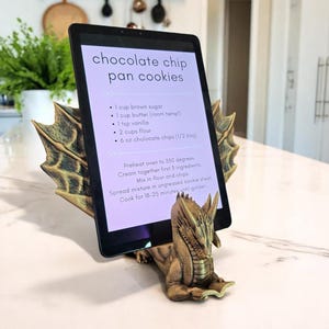 3D Printed Dragon Book Stand: Fantasy Tablet Holder, Painted or Unpainted