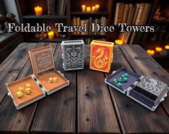 Folding Travel Dice Tower: Portable RPG Roller - Themed Designs