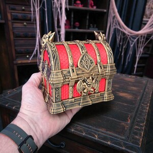 Gothic Vampire Jewelry Box Red Gold Trinket Storage Dark Romantic Vanity Decor Gift image 8