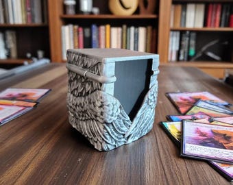 Angel Wing MTG Deck Box: Hand-Painted Silver, Magnetic Lid
