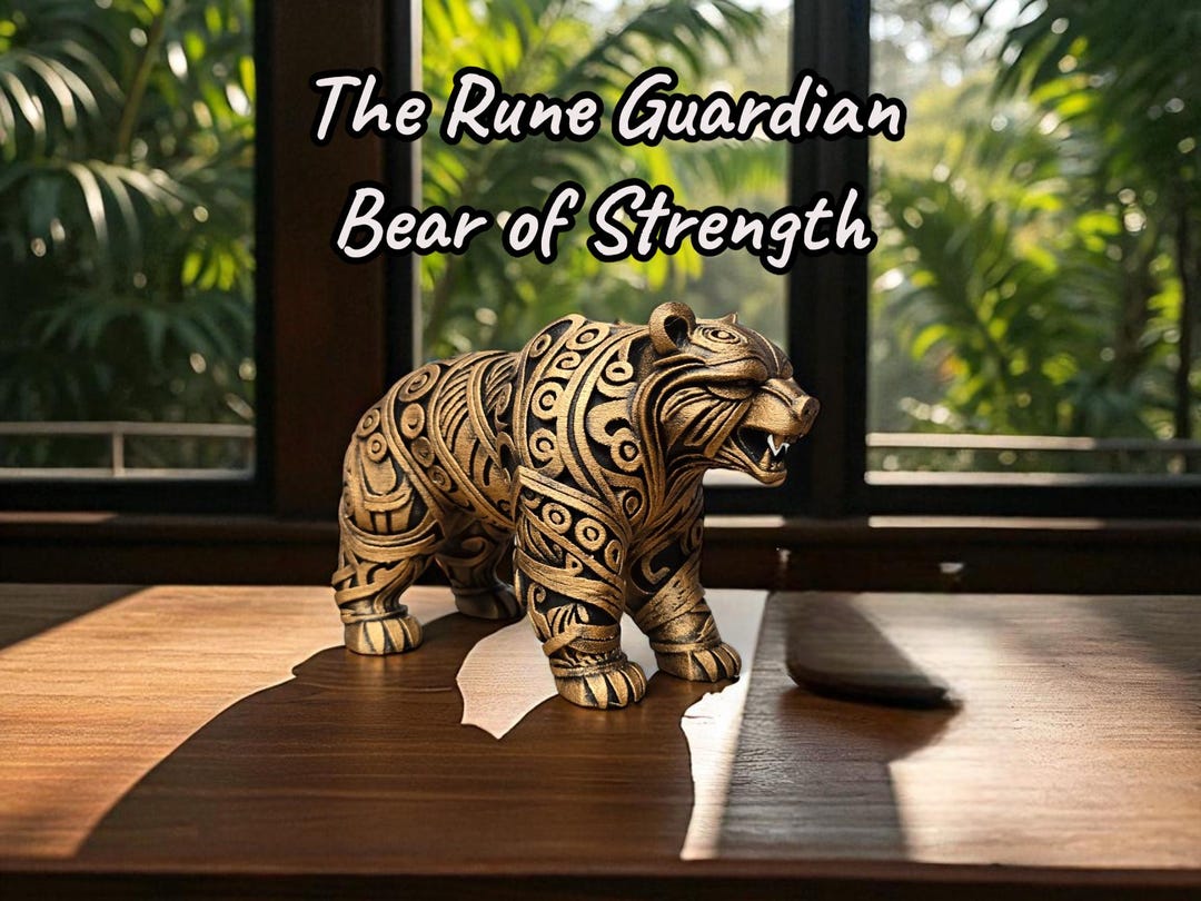 The Rune Guardian: Bear of Strength – Gold Rune Animal Sculpture | 3D ...