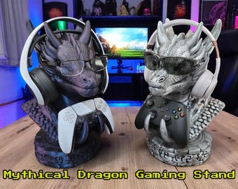 3D Printed Dragon Gaming Stand: Headset, Glasses & Controller Holder