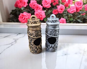 Dog Poop Bag Holder Potion Bottle – 3D Printed Dog Walking Accessory, Hand-Painted Silver or Gold, 4.5" Tall