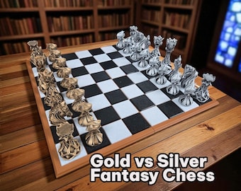 Arcane Spiers Schach Set – Gold & Silber Fantasy Brettspiel