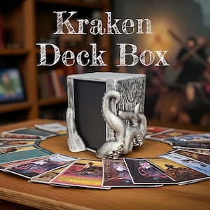 Kraken Commander Deck Box – Espositore MTG con coperchio magnetico, dipinto a mano in argento, per 100 carte con doppia bustina, colori personalizzati