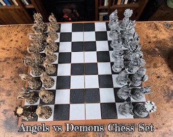 Angels vs Demons Schach Set Handgemaltes Fantasy Sammler Brettspiel